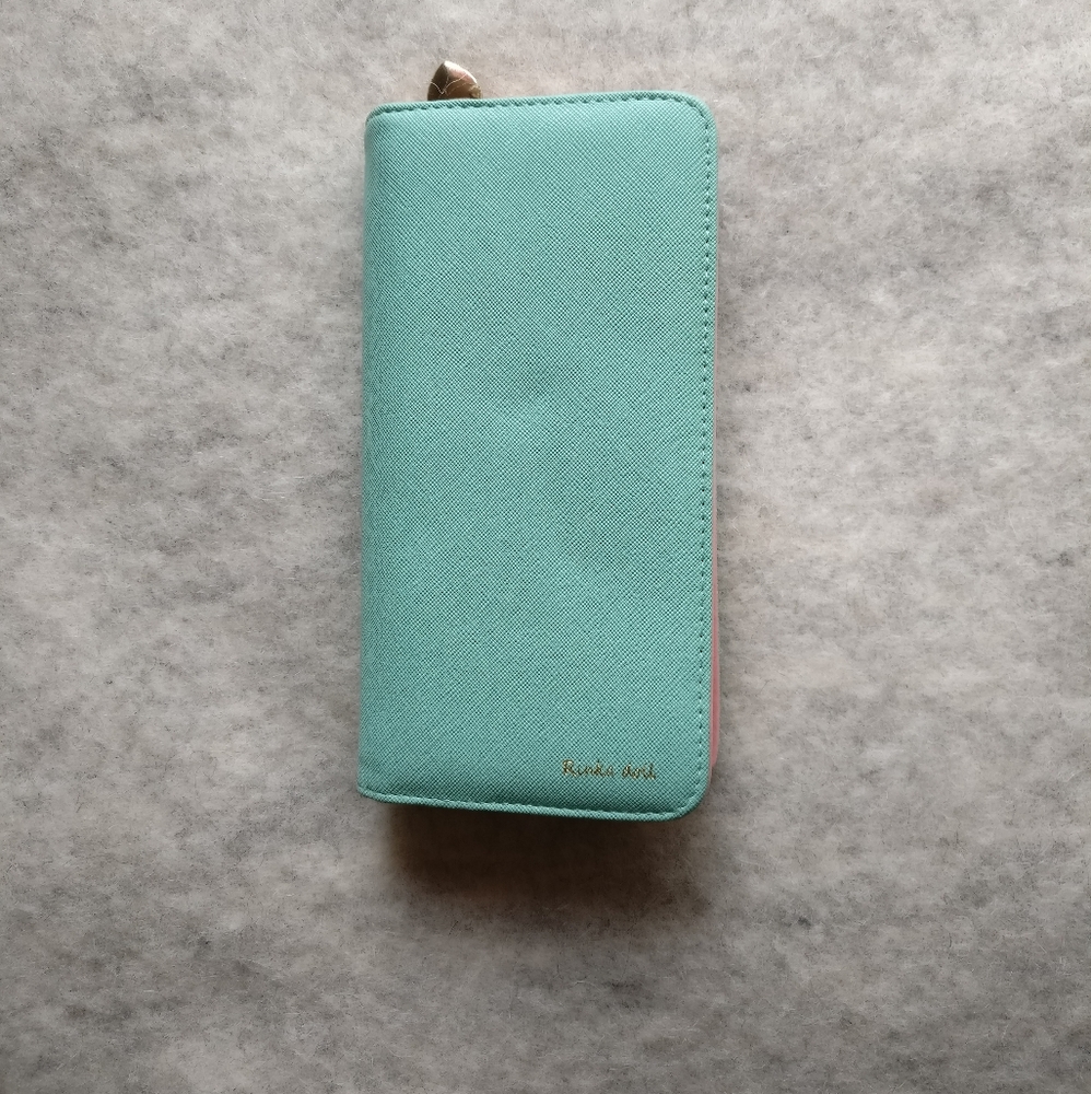 Faux Leather Mint Green and Pastel Pink Large Card Wallet